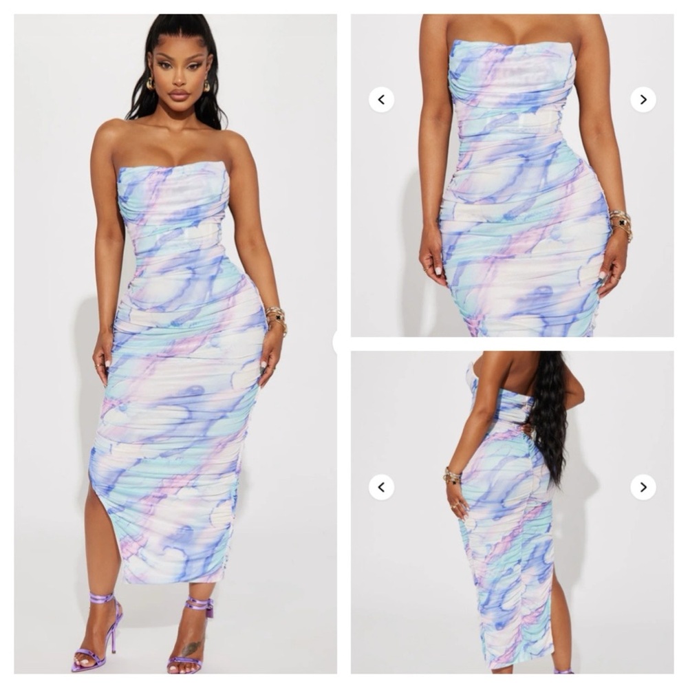Fashion Nova Yara Mesh Ruched Corset MIDI/Maxi Dress New w Tag Size Medium